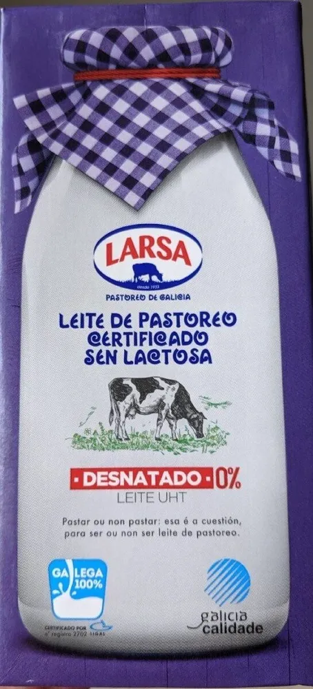 Leche de pastoreo sin lactosa desnatada