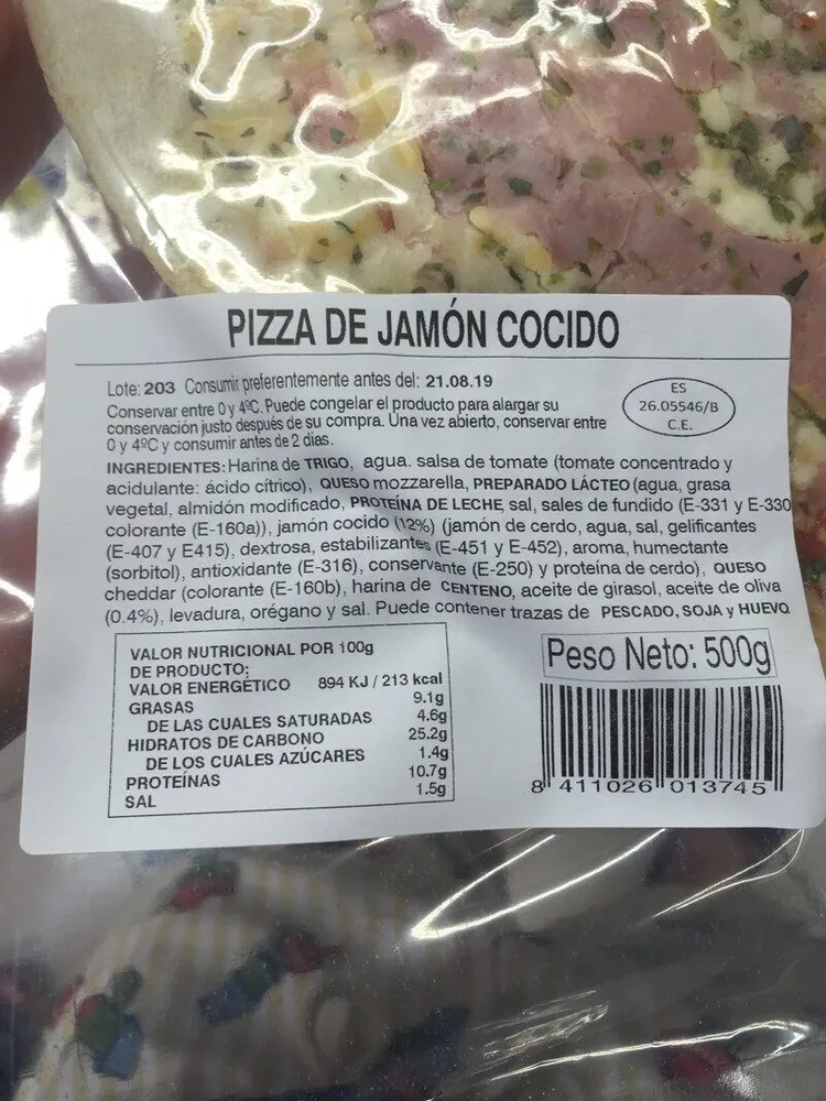 Pizza de jamon cocido