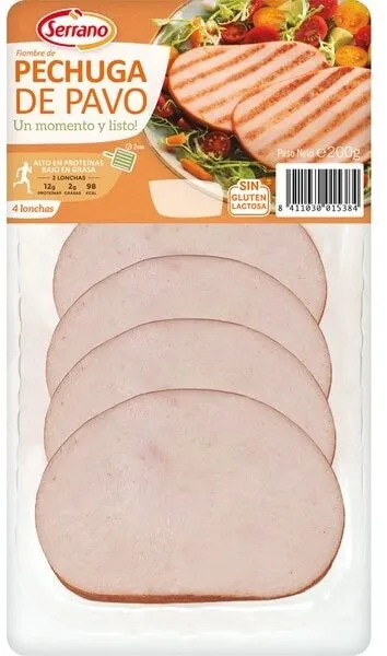 Pechuga de pavo baja grasa sin gluten lonchas