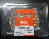 Hamburguesa mixta pavo pollo con espinacas y queso