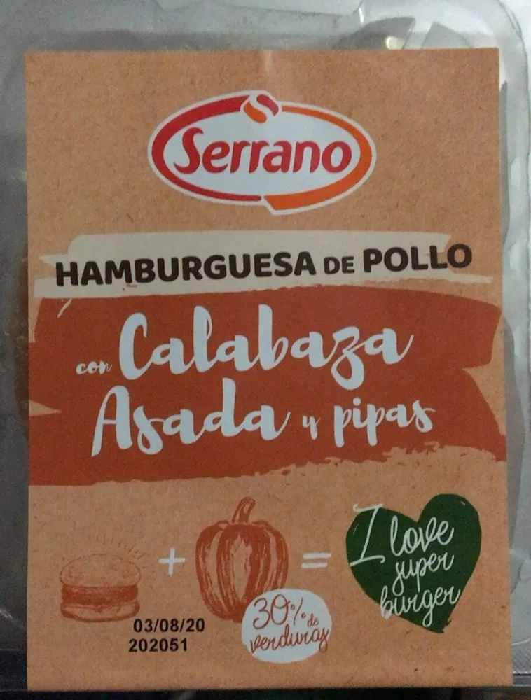 Hamburguesa de pollo con Calabaza asada y pipas
