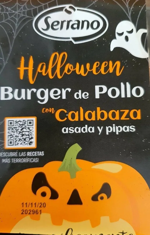 Hamburguesa de pollo con calabaza asada y pipas