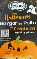 Hamburguesa de pollo con calabaza asada y pipas