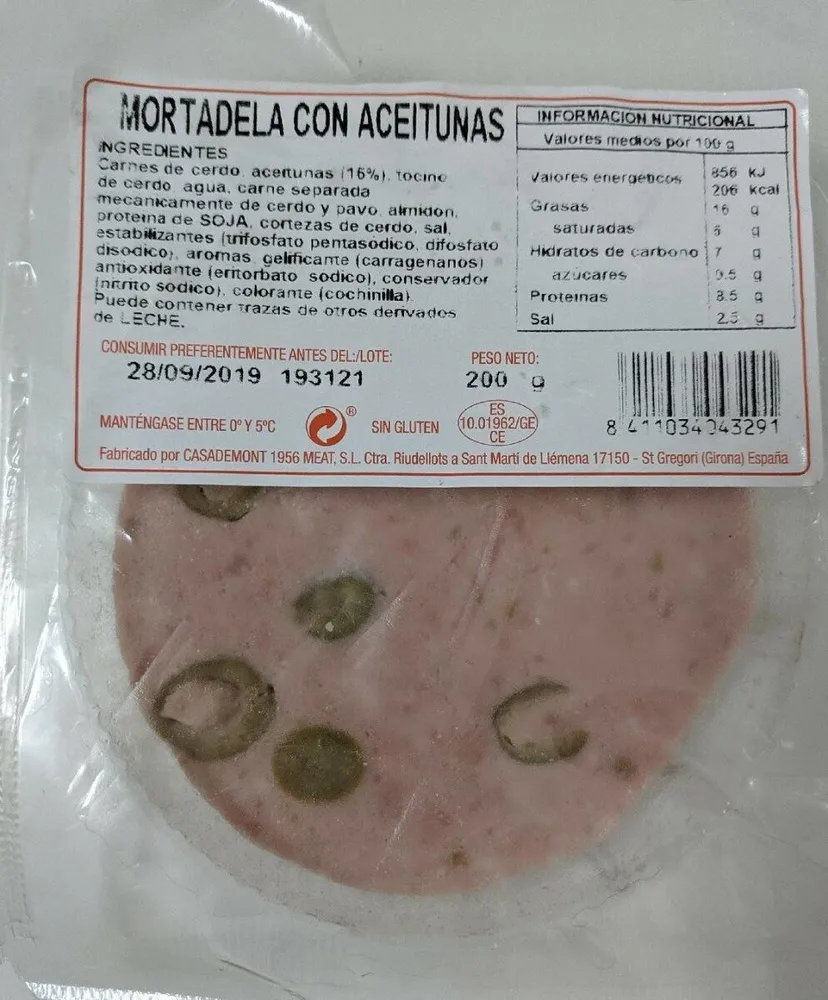 Mortadela con aceitunas