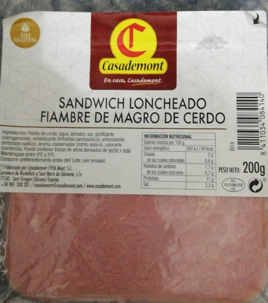 Fiambre de magro de cerdo