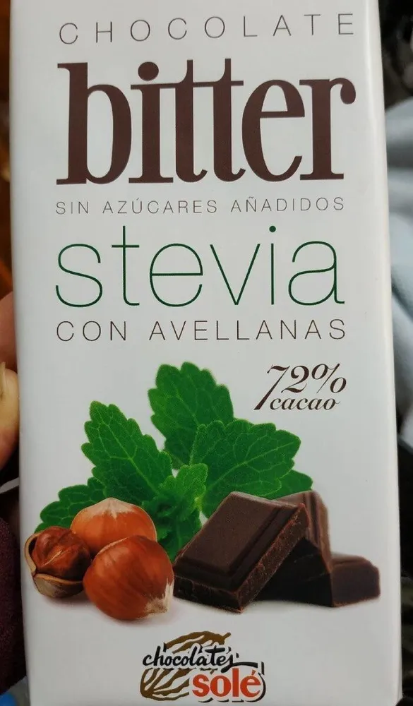 Chocolate bitter con stevia con avellanas