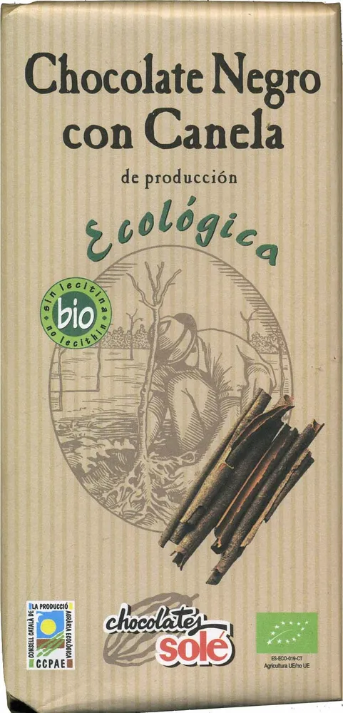 Chocolate negro con canela ecológica