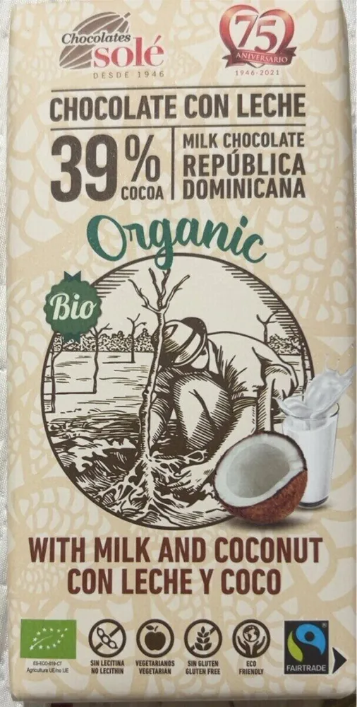 Chocolat au lait et noix de coco