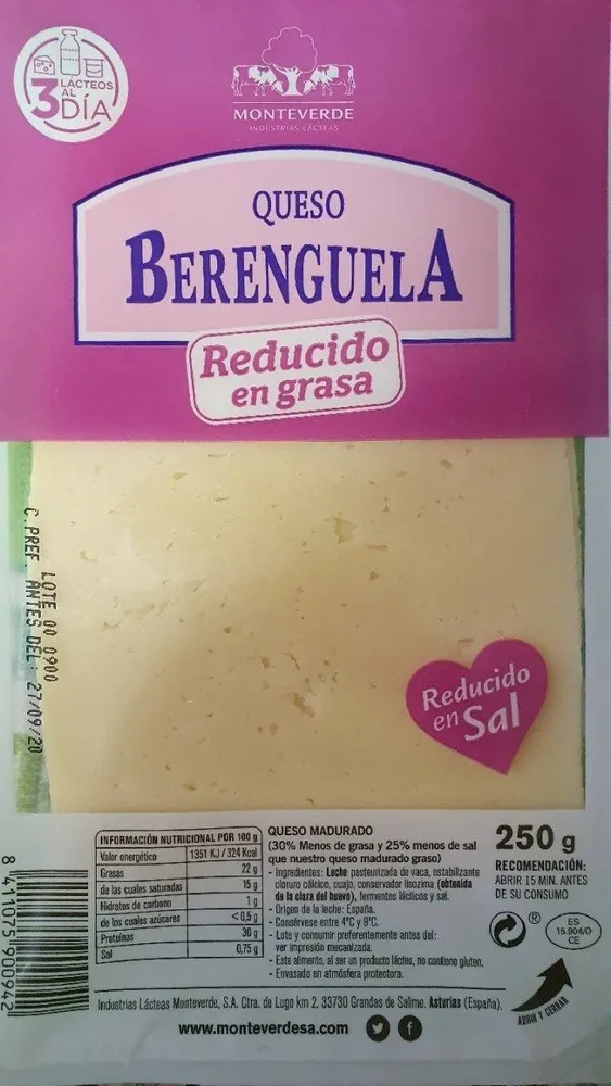 Queso reducido en grasa y sal