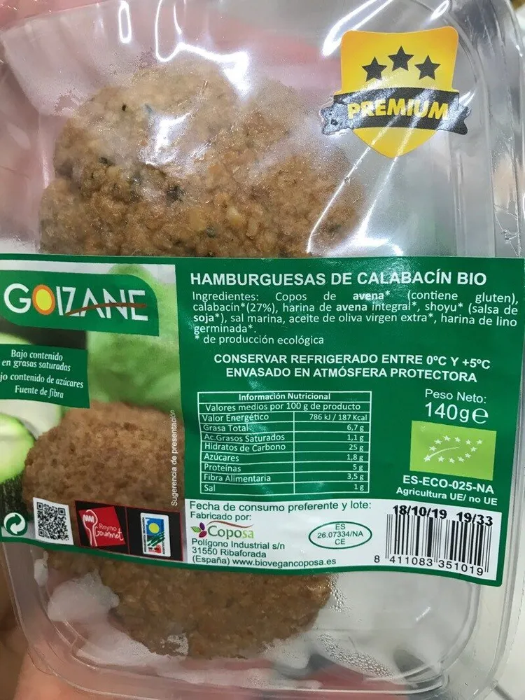 Hamburguesas de calabacín bio