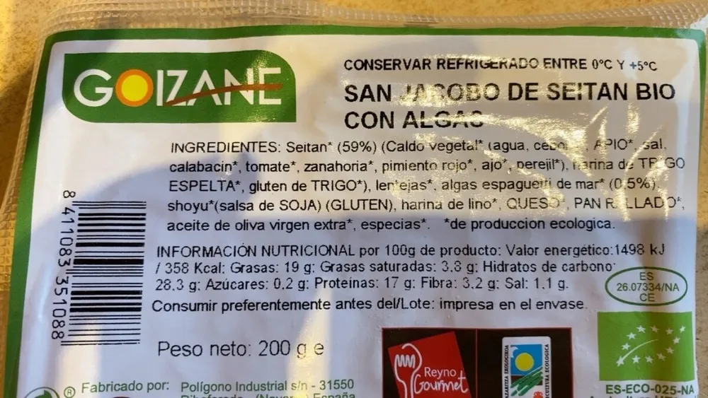 San jacobo de seitan bio con algas