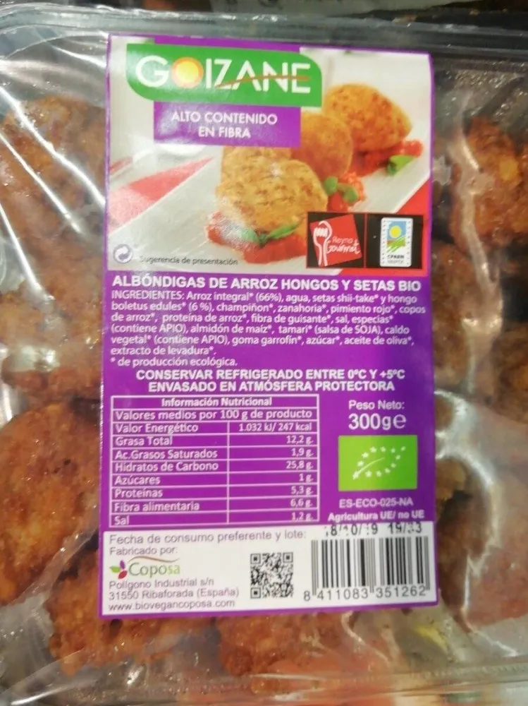 Albóndigas de arroz, hongos y setas bio