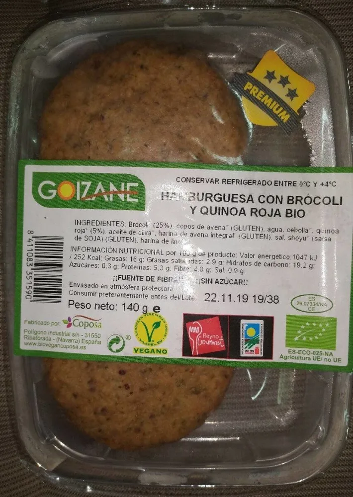 Hamburguesa con brócoli y quinoa roja Bio