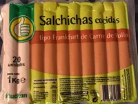 Salchichas cocidas tipo frankfurt de pollo