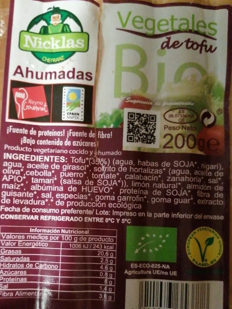 Salchichas vegetales de tofu bio