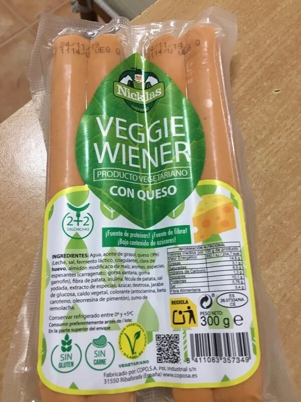 Salchichas vegetales con queso