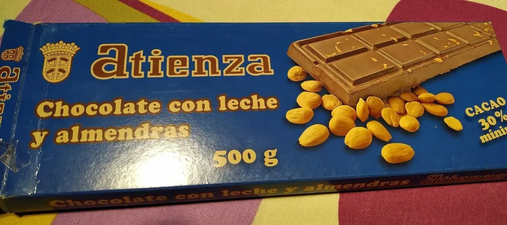 Chocolate con leche y almendras Atienza