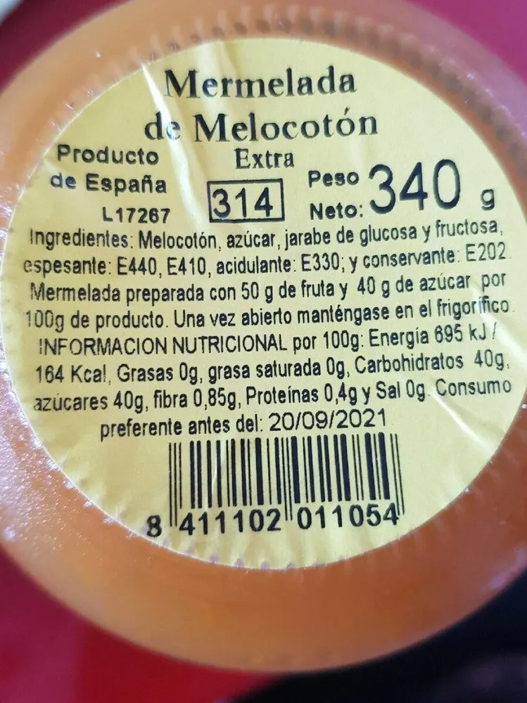 Mermelada melocotón