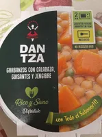 Garbanzos con calabaza guisantes y jengibre