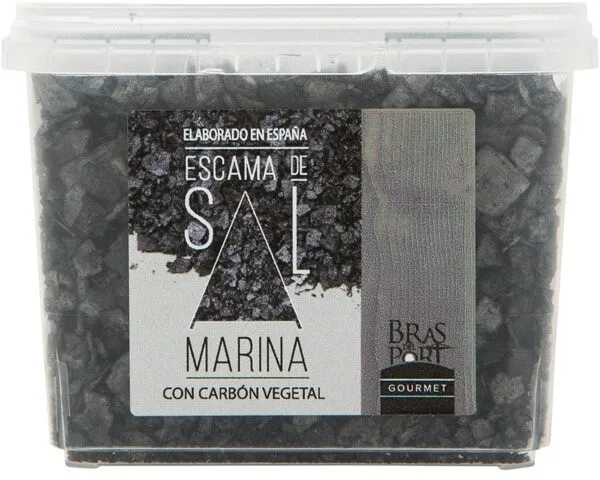 Escamas de sal marina con carbón vegetal
