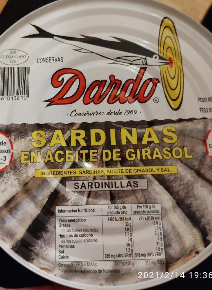 Sardinas en aceite de girasol