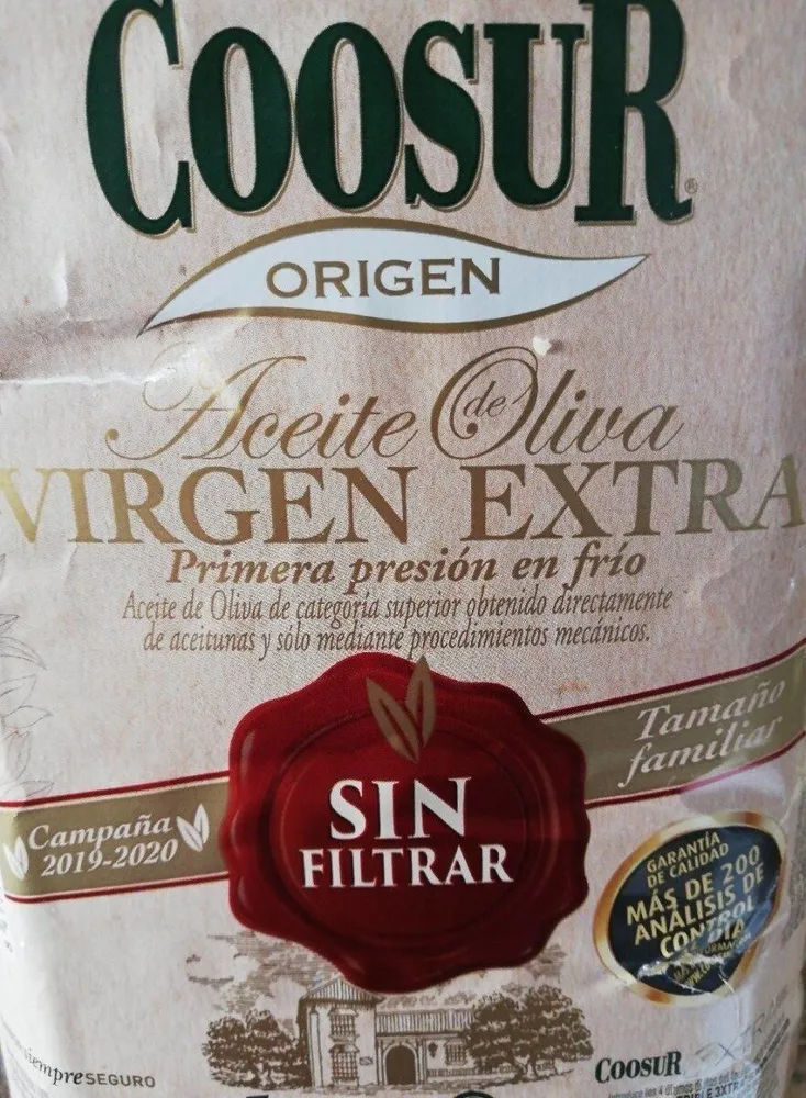 Aceite de oliva virgen extra sin filtrar