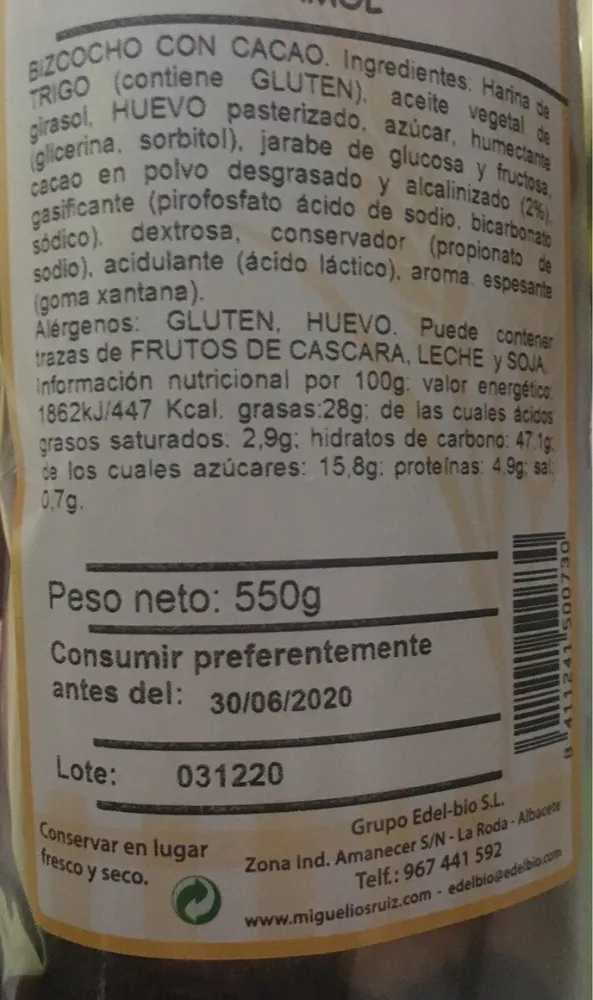 Bizcocho mármol barra