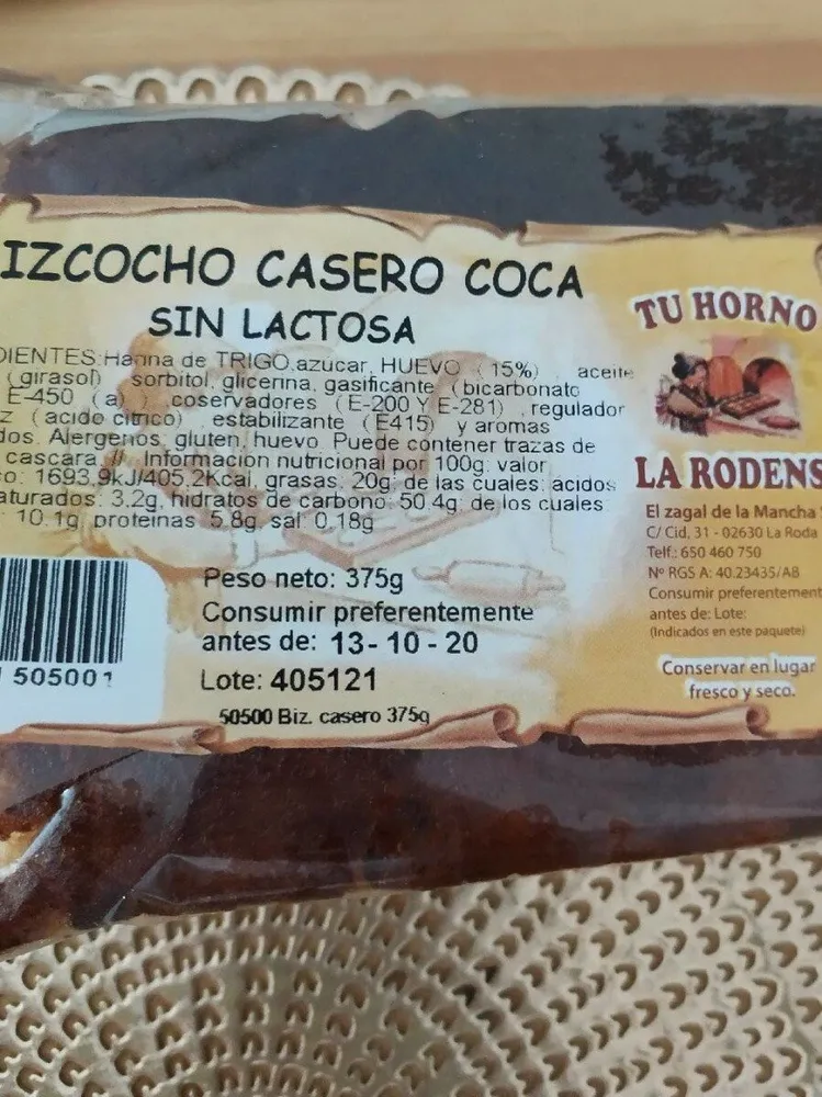 Bizcocho casero coca