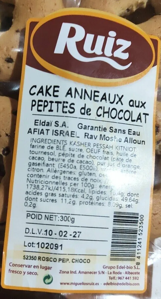 Cake aux pepites de chocolat