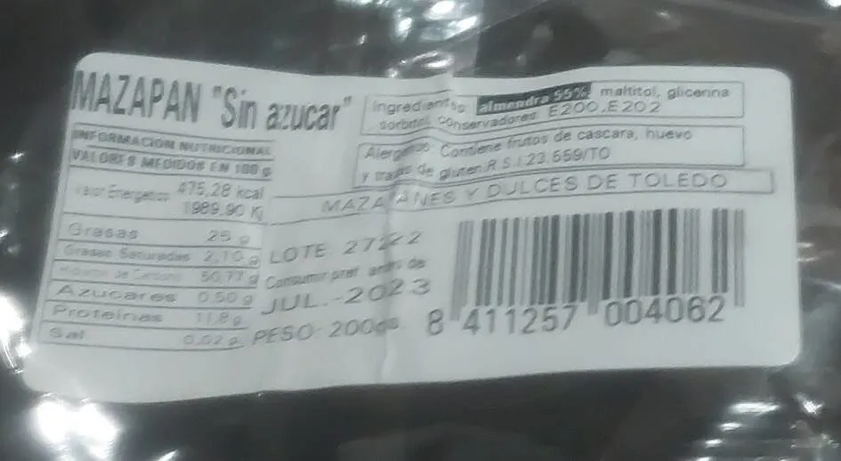 Mazapán sin azúcar