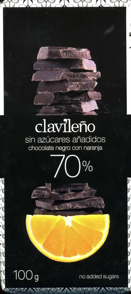 Chocolate negro con naranja 70% cacao sin azúcares