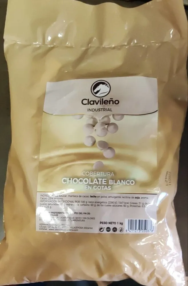 Chocolate blanco en gotas