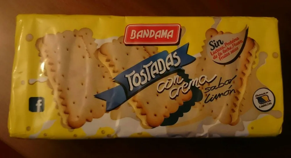 Galleta tipo sandwich con crema sabor limón