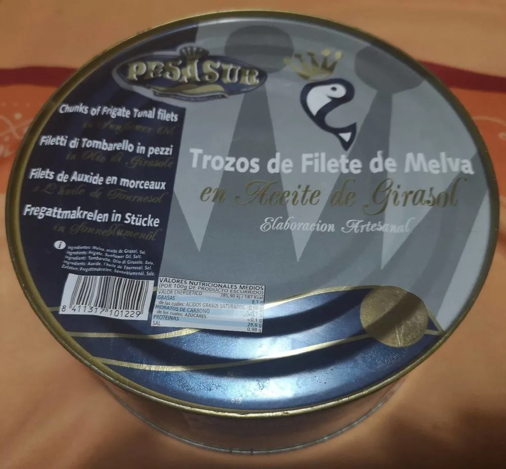 Trozos de Filete de Melva en Aceite de Girasol