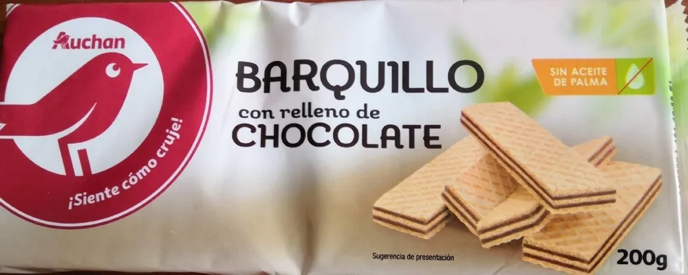 Barquillo con relleno de chocolate