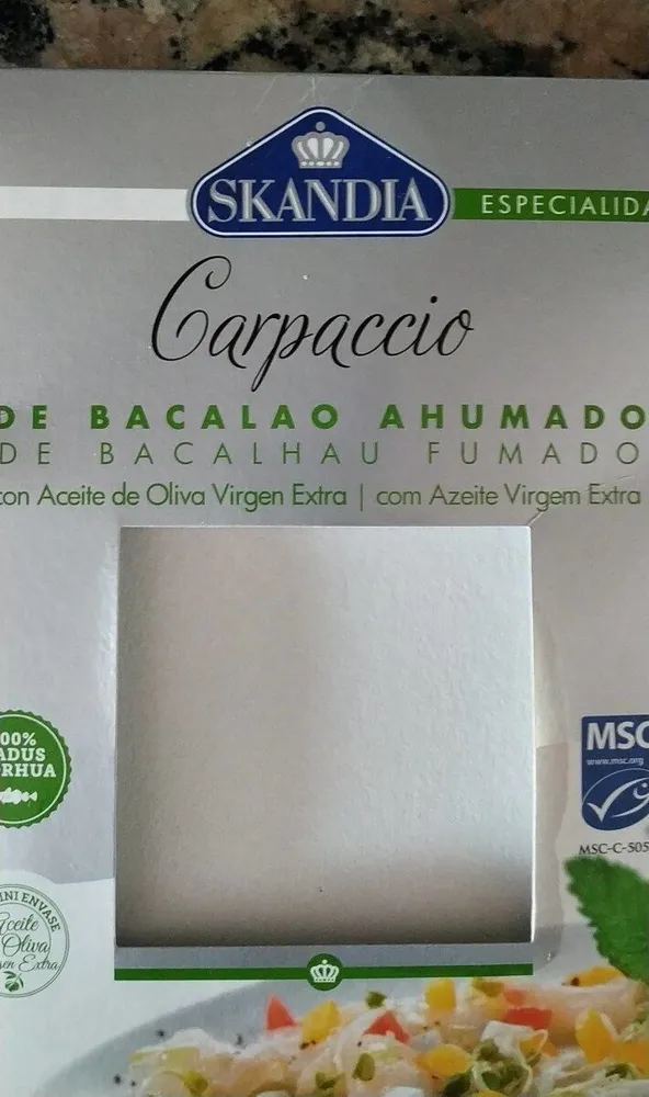 Carpaccio de bacalao ahumado