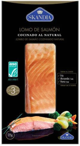 Lomo de salmón cocinado al natural