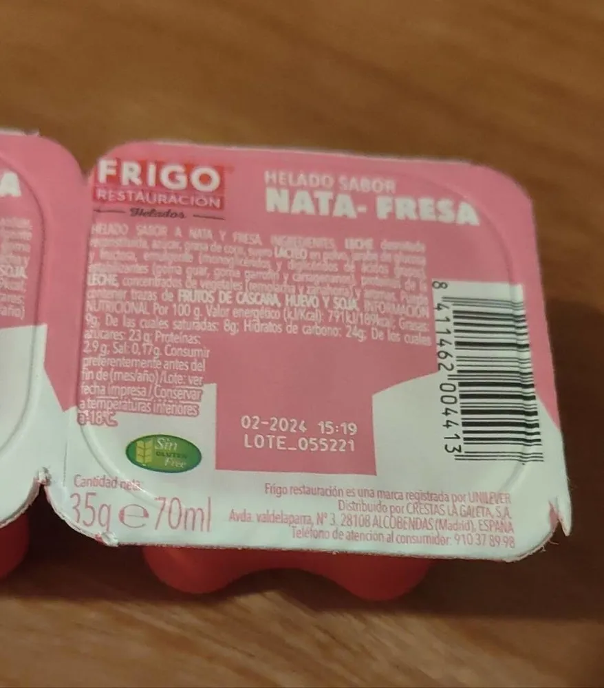Helado nata-fresa
