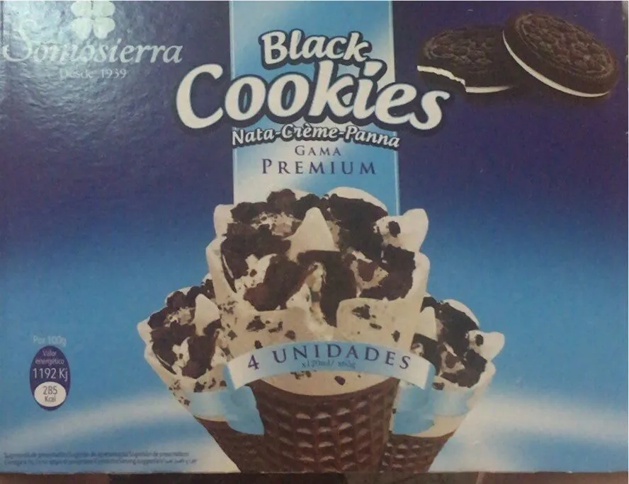Black cookies nata-creme-panna