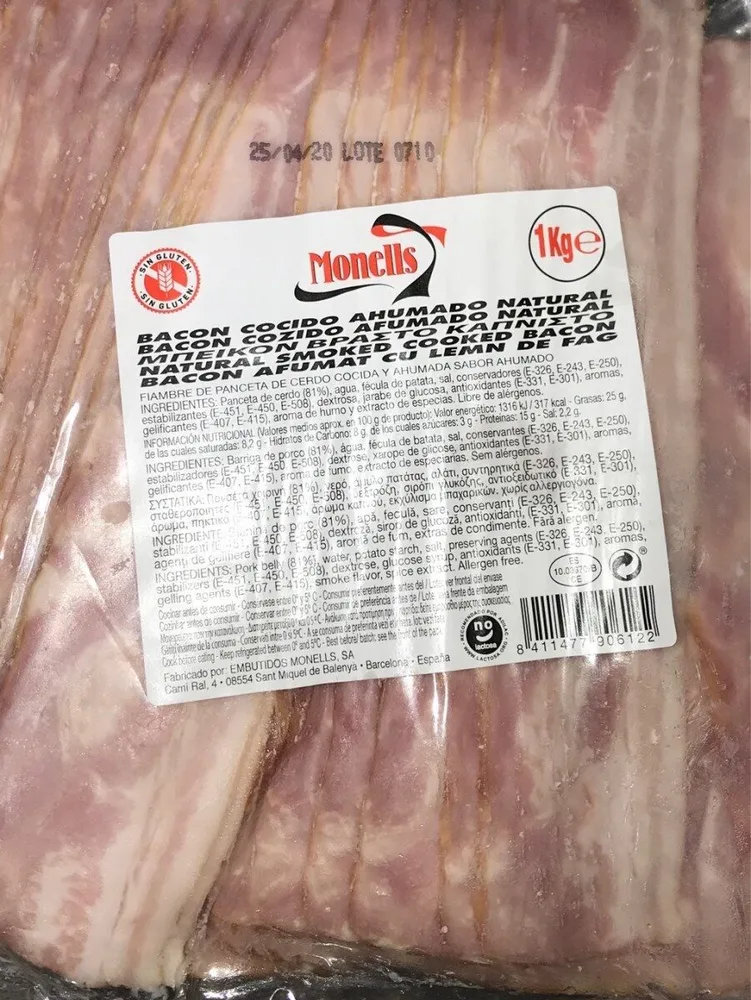 Bacon cocido ahimado natural