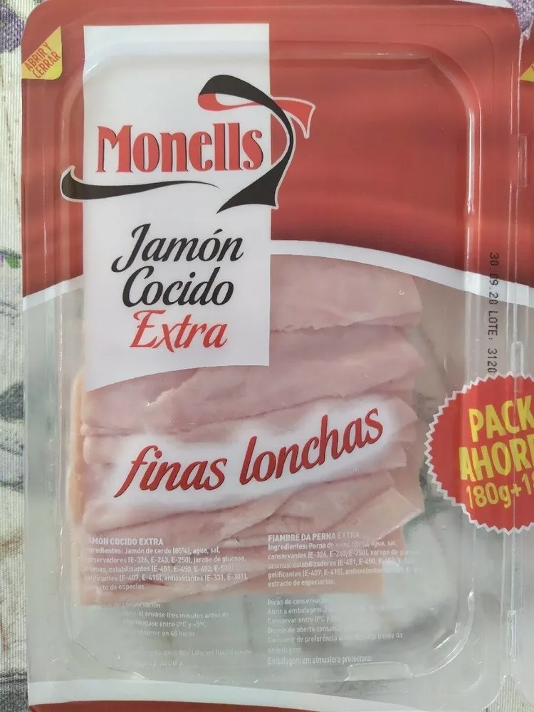 Jamón cocido extra finas lonchas