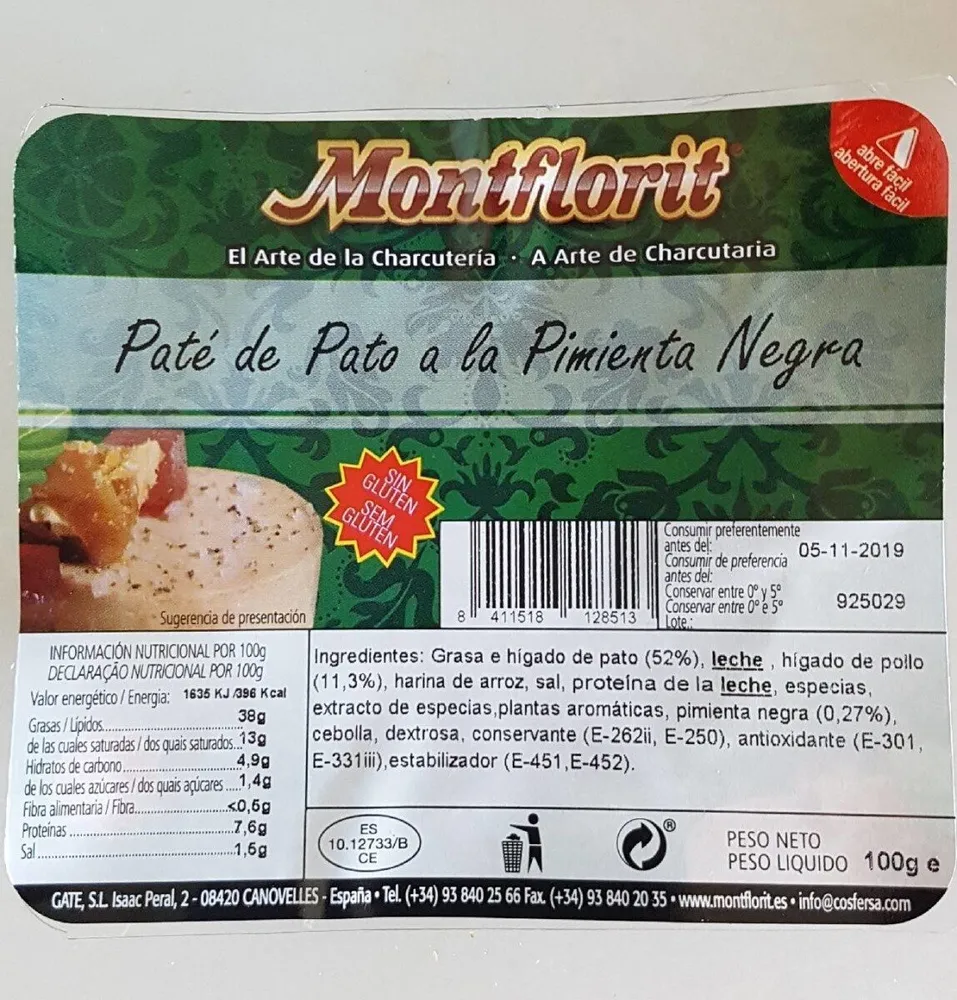 Paté de pato a la pimienta negra