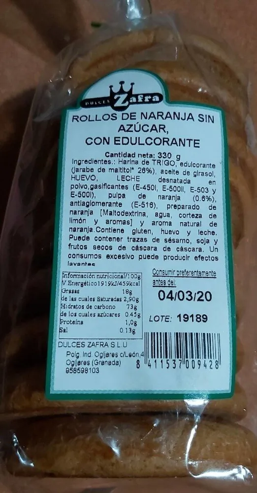Rollos de naranja sin azucar