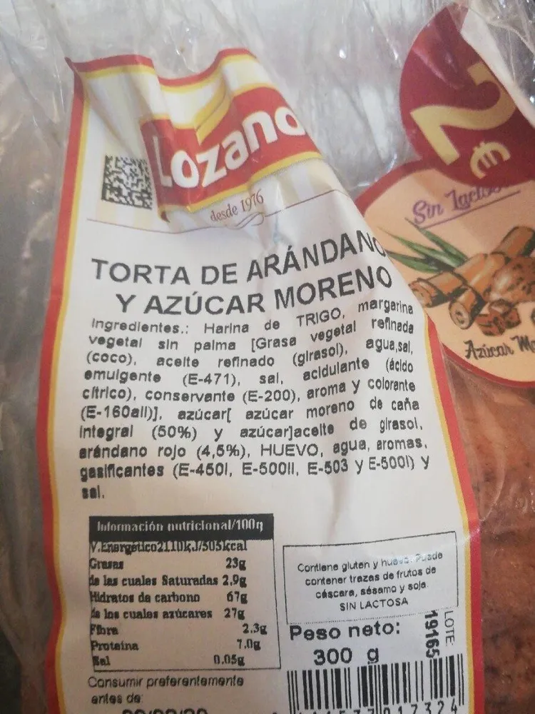Torta de arandanos y azucar moreno