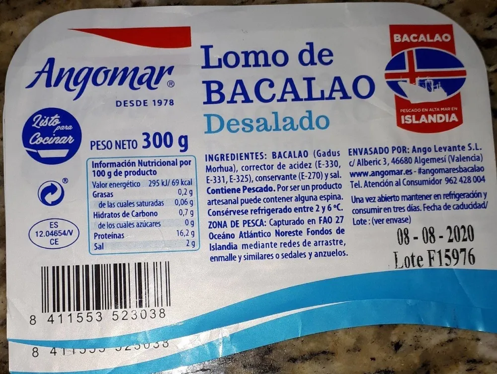 Lomo de bacalao desalado