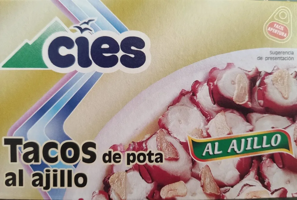 Tacos de pota al ajillo