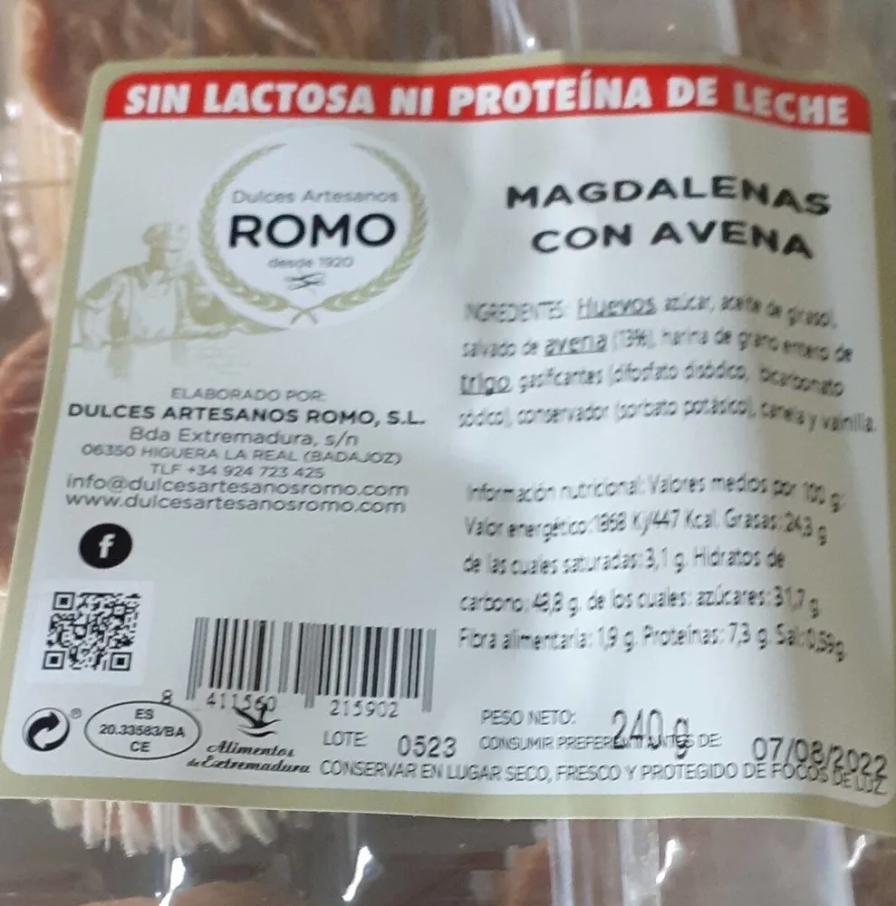 Magdalenas  con avena