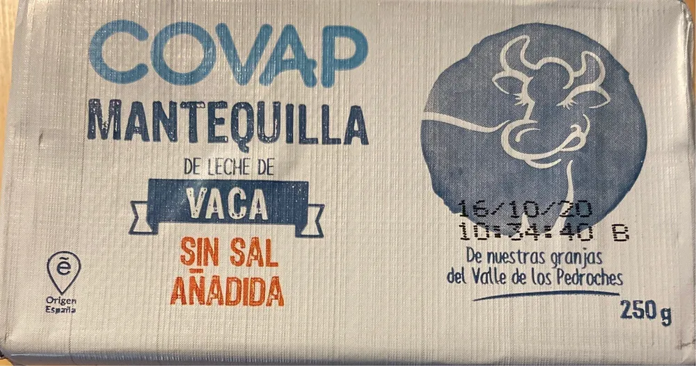 Mantequilla sin sal añadida
