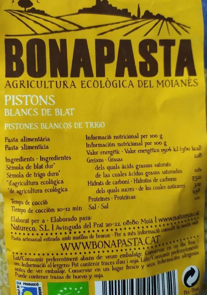 Pistones blancos de trigo