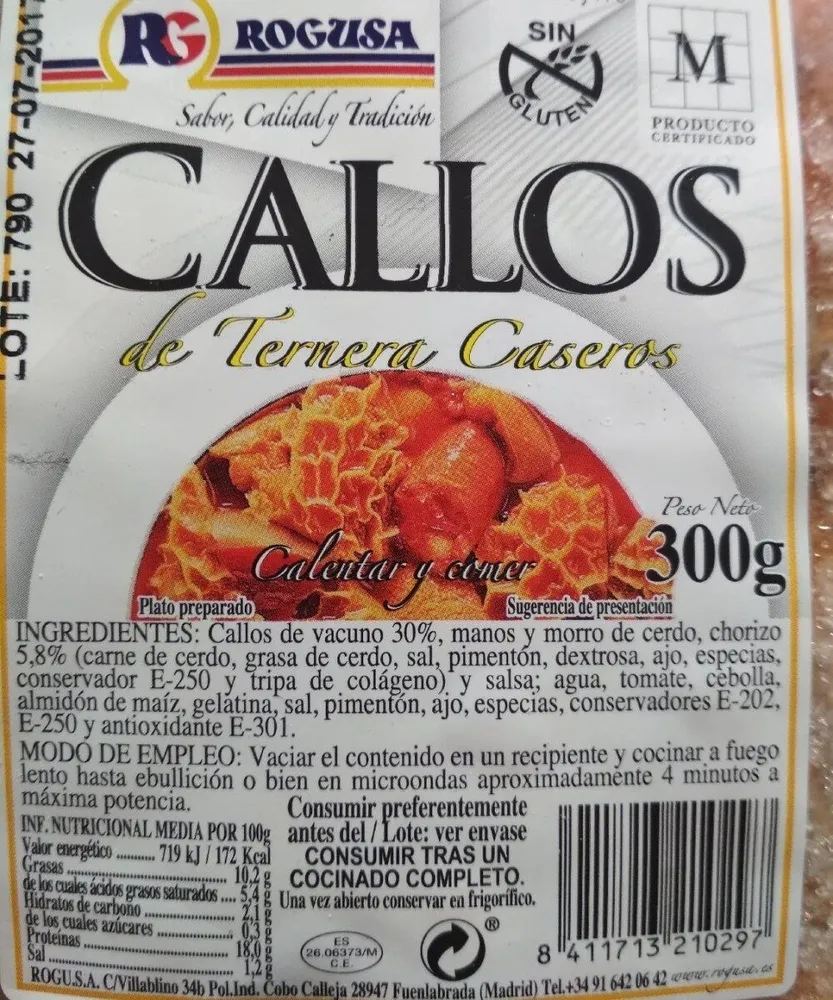 Callos de ternera caseros